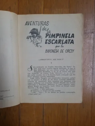 Libro de 1942 Aventuras de la Pimpinela escarlata