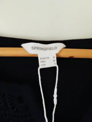 Blusa Springfield Talla M Encaje, color azul marin