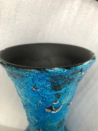 Jarrón Cerámica Francesa Antiguo Azul