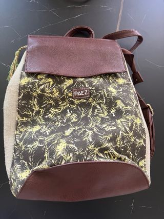 Mochila Paez Estampada Marrón y Verde