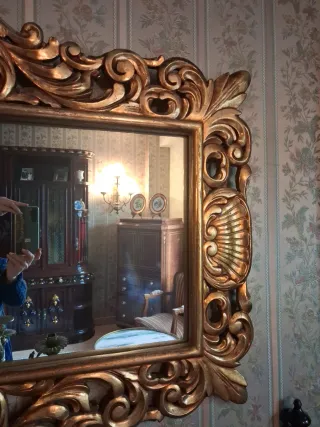 Espejo Dorado Pan de Oro Restaurado