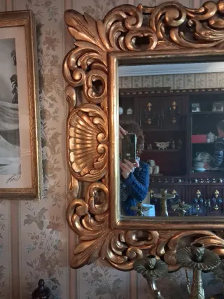 Espejo Dorado Pan de Oro Restaurado