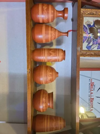 Juego de 6 Jarrones Cerámica Marrón y Naranja