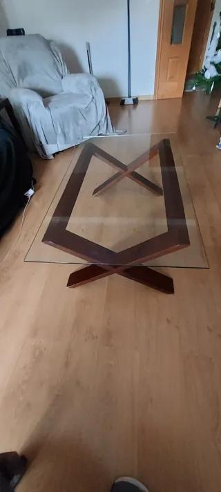 Mesa de centro Banak cristal y madera