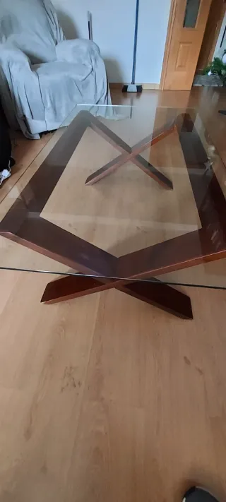 Mesa de centro Banak cristal y madera