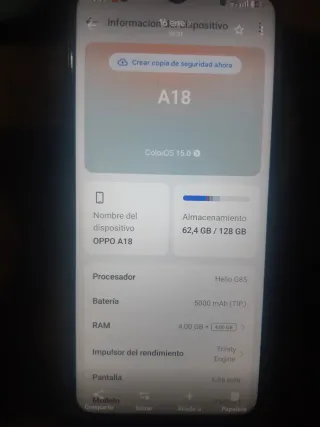 Oppo A18 Negro 128GB Como Nuevo con 5 fundasy cabl