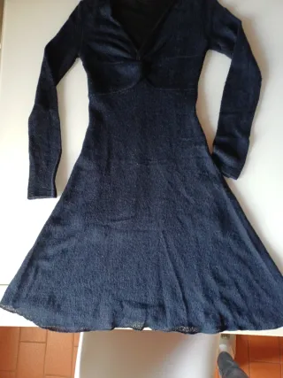 Vestito blu morbido lana foderato