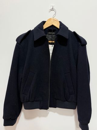 Bomber Zara Lana Azul Marino Talla XS