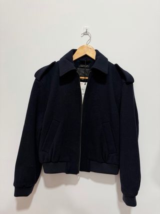 Bomber Zara Lana Azul Marino Talla XS