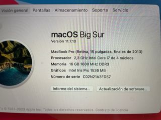 MacBook Pro 15” 2013 Plata