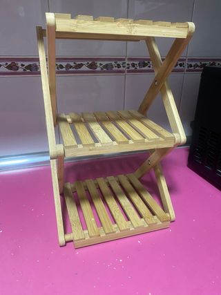 Mini estantería plegable bambú 3 estantes