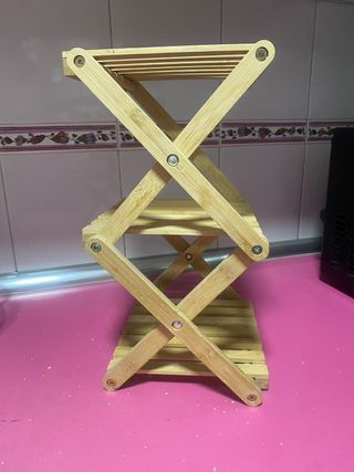 Mini estantería plegable bambú 3 estantes