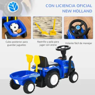 Tractor infantil azul sin pedales