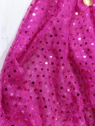 Disfraz árabe niña top y falda fucsia con monedas