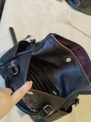 Bolso Desigual Negro Multicolor Flores