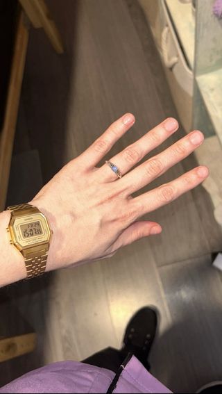 Anillo Pandora Jazmín Azul Plata.