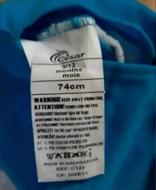 Disfraz Pitufo Talla 3-12 Meses