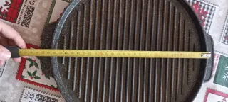 Sartén Parrilla Hierro Fundido Mango Madera