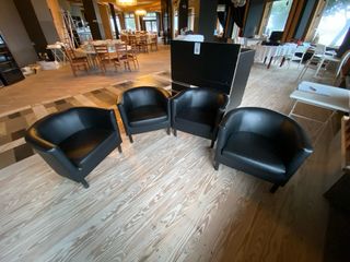 Mueble salón 4 butacas negras