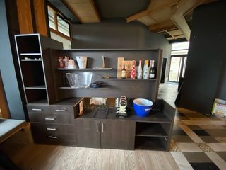 Mueble salón 4 butacas negras