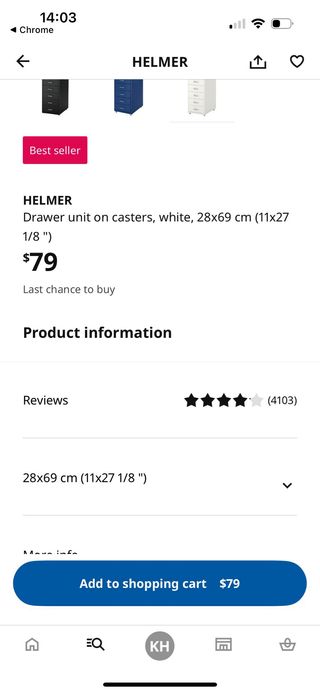 Cajonera Ikea Helmer 6 cajones blanca