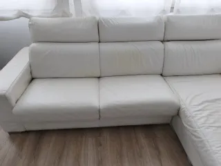 Sofá Chaise Longe Blanco Piel