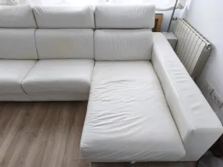 Sofá Chaise Longe Blanco Piel