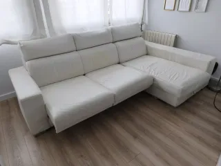 Sofá Chaise Longe Blanco Piel