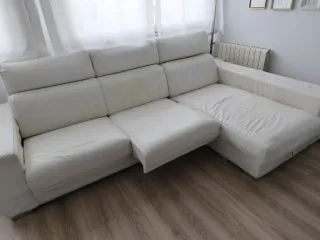 Sofá Chaise Longe Blanco Piel