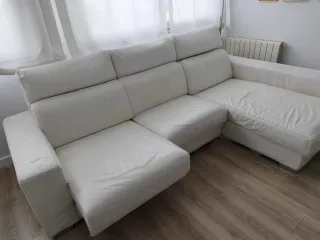 Sofá Chaise Longe Blanco Piel