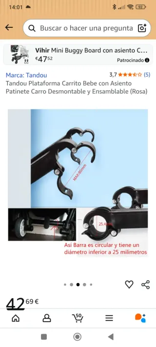 Patinete para carrito de bebé