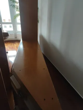 Mueble de salón de madera con vitrina