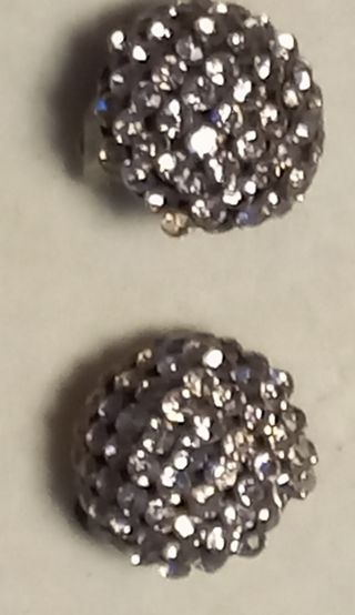 Orecchini Vintage Sferici Strass Argento