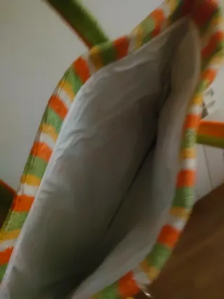 Bolso vintage rayas verde y naranja