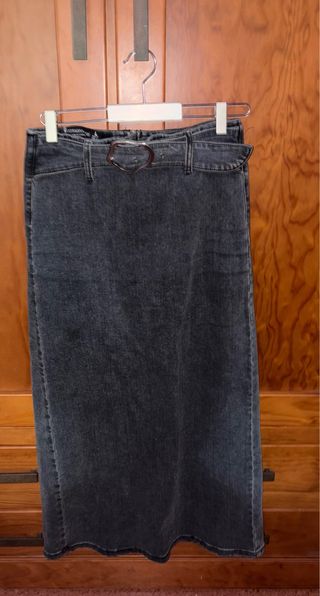 Falda vaquera larga negra Talla L