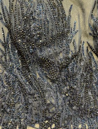 Vestido largo azul y blanco