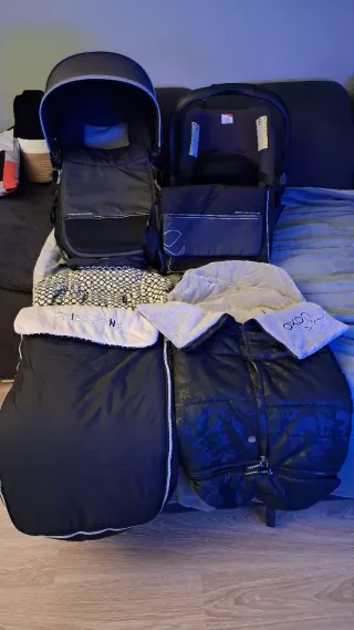 Carrito Jané Muum 3 piezas negro y gris completo