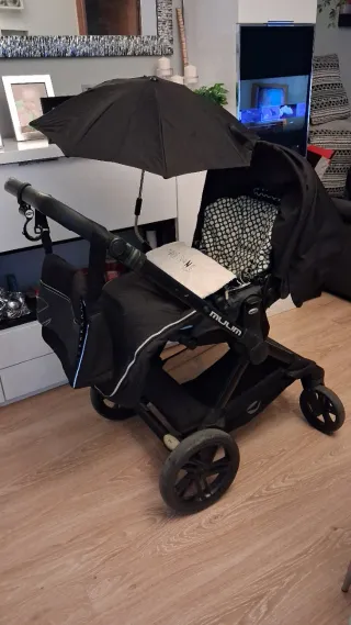 Carrito Jané Muum 3 piezas negro y gris completo