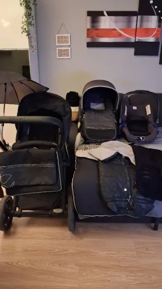 Carrito Jané Muum 3 piezas negro y gris completo