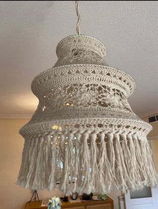 Lámpara techo macramé beige