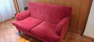 Sofá 2 plazas terciopelo rojo