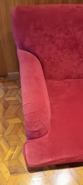 Sofá 2 plazas terciopelo rojo