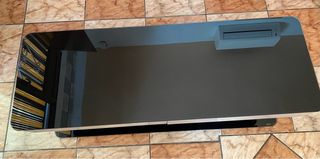 Tavolo TV moderno in vetro e acciaio inossidabile