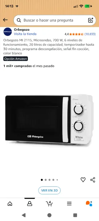 Microondas Orbegozo MI 2115 Blanco