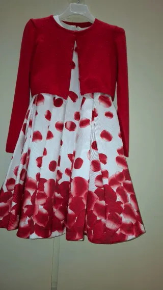 Vestido niña ceremonia fiesta blancorojo.10-12 año