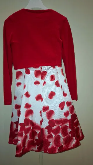 Vestido niña ceremonia fiesta blancorojo.10-12 año