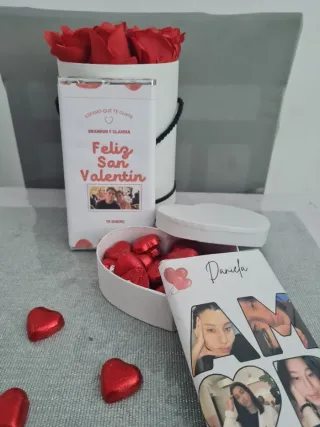Caja regalo San Valentín: peluche, foto y llaveros