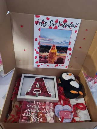 Caja regalo San Valentín: peluche, foto y llaveros