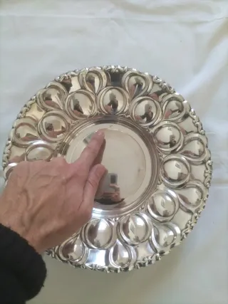 Vajilla antigua fuente servir plata alpaca vintage