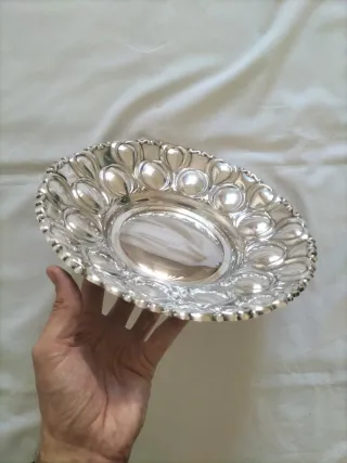 Vajilla antigua fuente servir plata alpaca vintage